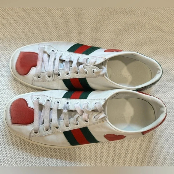 GUCCI Ace Low Heart - 435638-A38M0-9074 size 35.5/US 5.5 - Picture 7 of 16